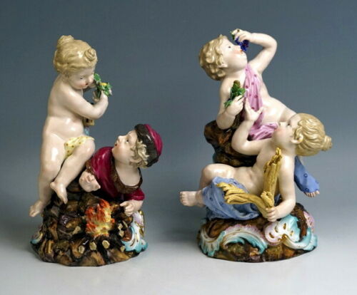 マイセン人形 4つの季節 '春 & 冬' '夏 & 秋'allegory（1860年