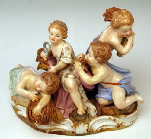 MEISSEN JAHRESZEITEN FIGUR GRUPPE SOMMER 4 AMORETTEN SUMMER 4 CHERUBS UM 1860