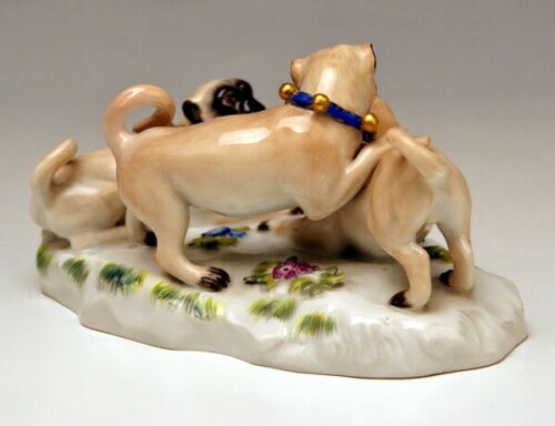 邁森 MEISSEN マイセン FIGUR GRUPPE DREI MÖPSE THREE PUGS AUGUST RINGLER MNR: 78836