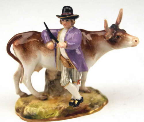 MEISSEN FIGUR BAUER MIT KUH PEASANT FARMER WITH COW MNR: 2628 UM 1850 1 WAHL