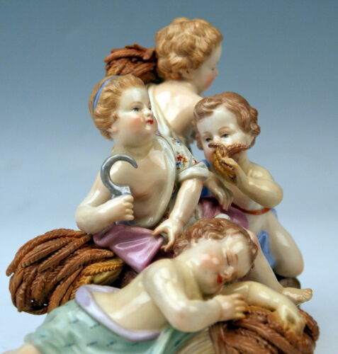 MEISSEN JAHRESZEITEN FIGUR GRUPPE SOMMER 4 AMORETTEN SUMMER 4 CHERUBS UM 1860