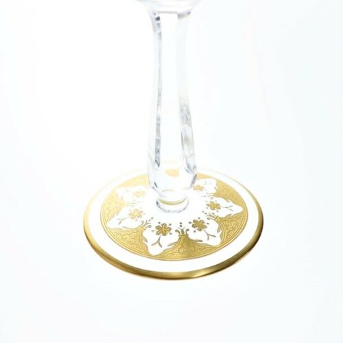 Baccarat glass crystal clear Wine glass gold pair set