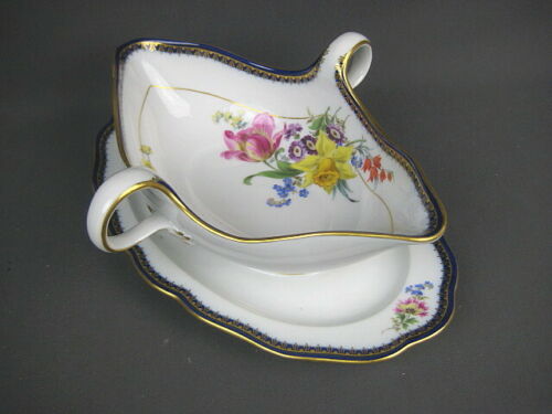 Meissen A-Kante Blumenbukett Sauciere > 1.Wahl TOP