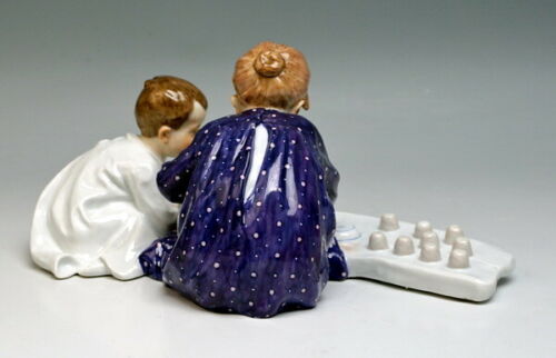 ANTIKE MEISSEN FIGUR マイセン HENTSCHELKIND 2 KINDER SANDFORMEN MNR: W165 UM 1906