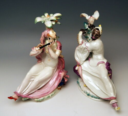 邁森 MEISSEN マイセン ORIENTALISCHE FIGUREN PAAR FRAU FLÖTE MANN KAKADU P.SCHEURICH