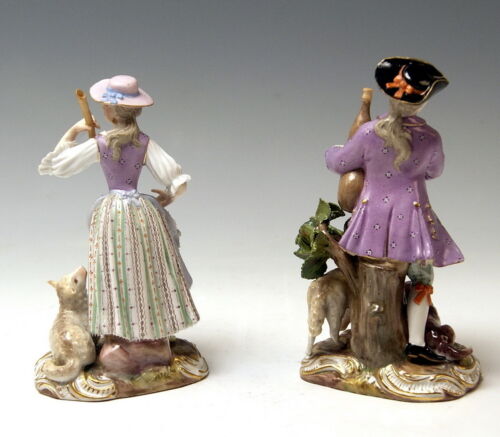 MEISSEN FIGUR EN PAAR SCHÄFER DUDELSACK SCHÄFERIN SCHAF KÄNDLER SHEPHERDS 1880