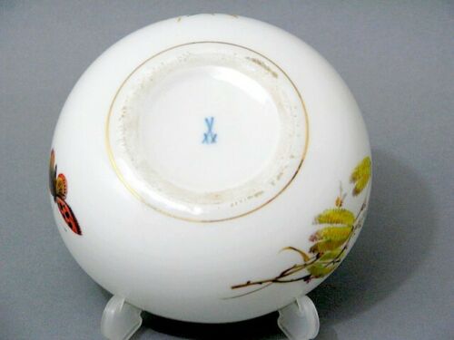 Meissen Art Deco große Deckeldose mit Braunsdorf Malerei Insekten & Goldrand マイセ