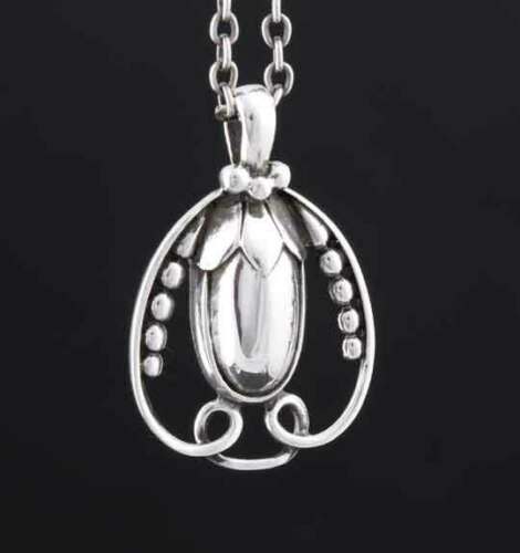 GEORG JENSEN Sterling Pendant Of The Year 1990, Silver, Silverstone. RARE!