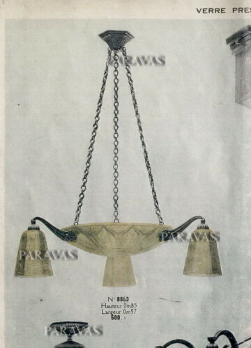 HETTIER VINCENT & HANOTS : FRENCH ART DECO PENDANT #1 . chandelier lamp muller