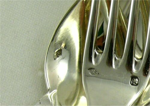 Puiforcat Model IN Laurel 6 Cutlery for Dessert/Dessert Solid Silver Minerve