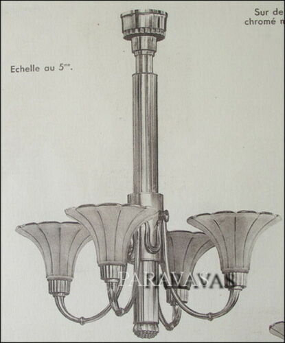 PETITOT : 1935 FRENCH ART DECO CHANDELIER ....... modernist lustre machine age