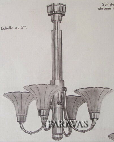 PETITOT : 1935 FRENCH ART DECO CHANDELIER ........ modernist lustre machine age
