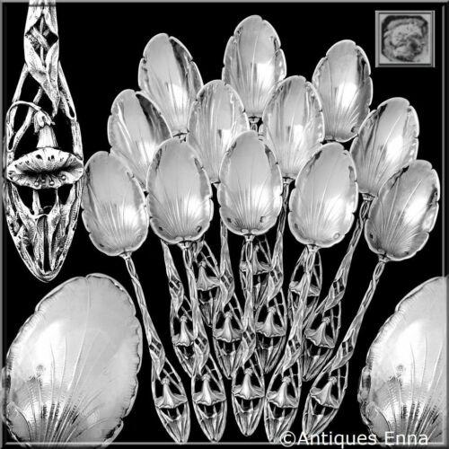 Canaux Masterpiece French Sterling Silver Tea Coffee Spoons Set 12 pc