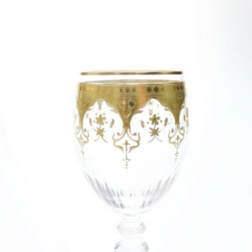 Baccarat glass crystal clear Wine glass gold pair set