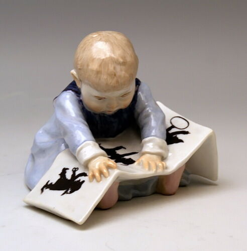 MEISSEN FIGUR マイセン HENTSCHELKIND BILDERBUCH BABY BOY MNR:U149 KNAUFZEIT UM 1905