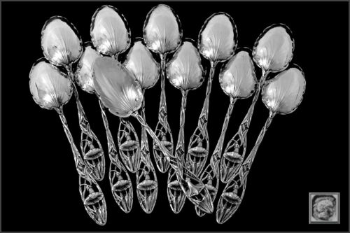 Canaux Masterpiece French Sterling Silver Tea Coffee Spoons Set 12 pc