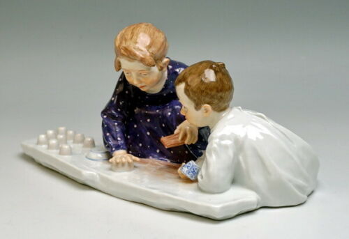 ANTIKE MEISSEN FIGUR マイセン HENTSCHELKIND 2 KINDER SANDFORMEN MNR: W165 UM 1906