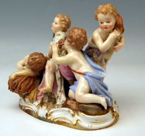 MEISSEN JAHRESZEITEN FIGUR GRUPPE SOMMER 4 AMORETTEN SUMMER 4 CHERUBS UM 1860