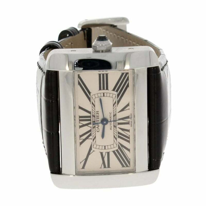 Cartier Tank Divan Ladies Stainless Steel Watch + Official Alligator Strap 2612