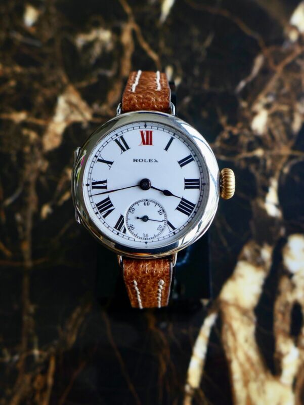 A VINTAGE 1916 WW1 GENTS MID-SIZE MILITARY ROLEX TRENCH OFFICERS WATCH IN SILVER