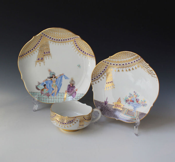 マイセン　ティーカップ＆ソーサー＆プレート  3ピース  アラビアンナイト  ハインツ・ヴェルナー