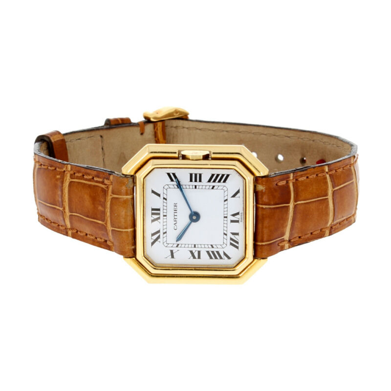 CARTIER Ceinture 18ct Yellow Gold Wristwatch Alligator Strap 780994119