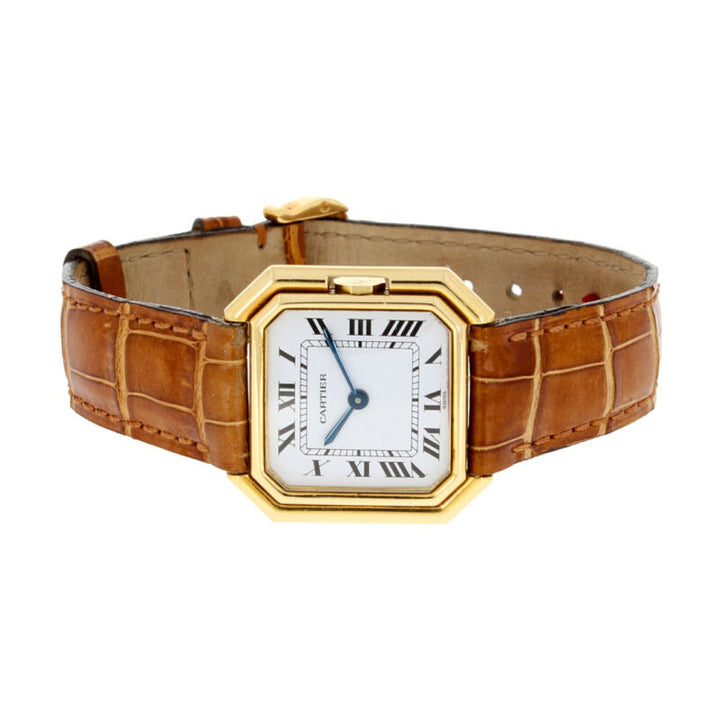 CARTIER Ceinture 18ct Yellow Gold Wristwatch Alligator Strap 780994119