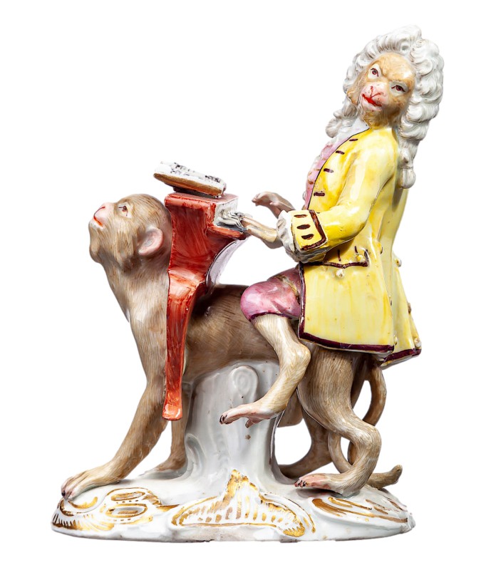 マイセン人形  「ピアノ弾きの猿」  モンキーチャペルシリーズ  一級品 No.19 1740-50年 レア