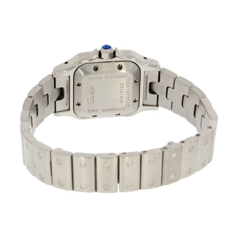 Cartier Santos Galbee Silver Guilloche Dial Ladies Stainless Steel Watch 2433