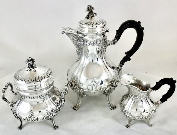 ピュイフォルカ パリ アンティーク 19世紀 フランス 希少 ルイ15世 シルバーコーヒーサービス  1450g