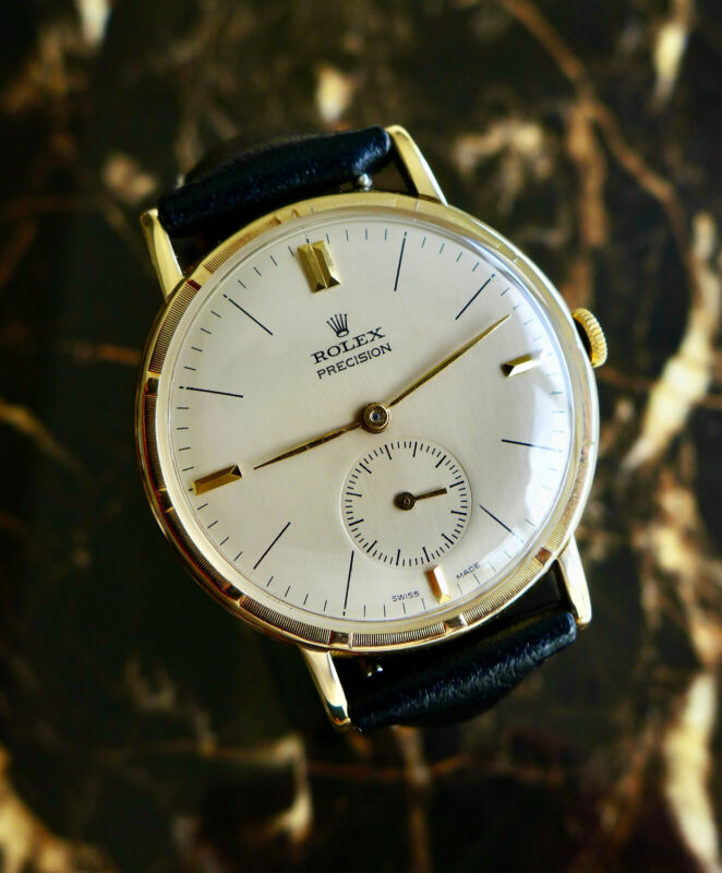 A BEAUTIFUL VINTAGE 1959 GENTS 35mm ROLEX METROPOLITAN CHRONOMETER IN 14K GOLD