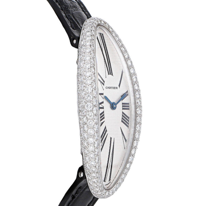 Cartier Baignoire Allonge Automatic White Gold Diamonds Ladies Watch WB510931