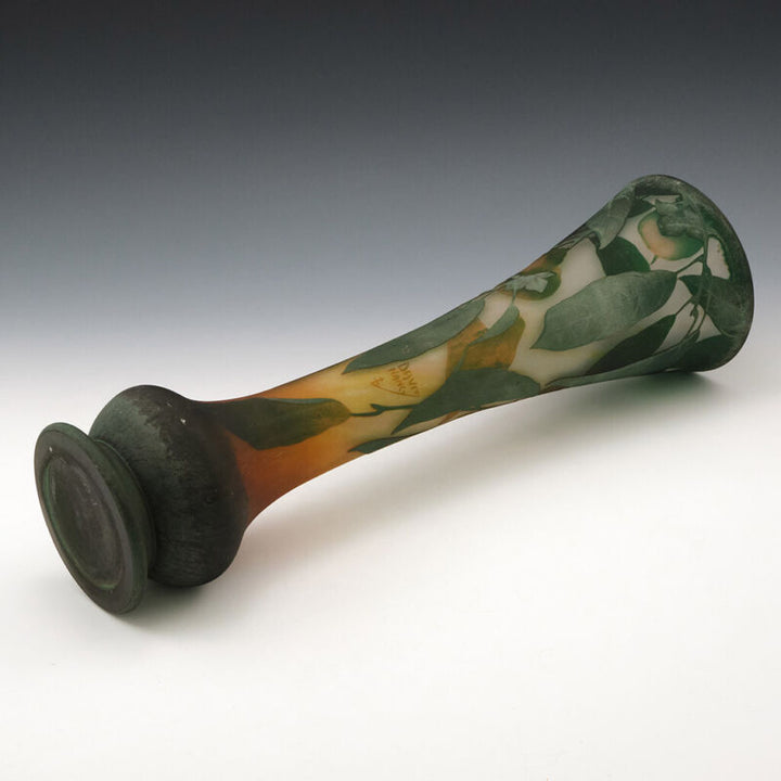 Tall Daum Quinces Cameo Vase c1910
