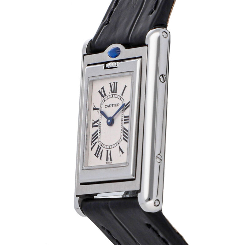 Cartier Tank Basculante Small Quartz Steel Ladies Strap Watch W1011158
