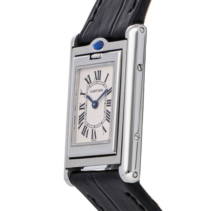 Cartier Tank Basculante Small Quartz Steel Ladies Strap Watch W1011158