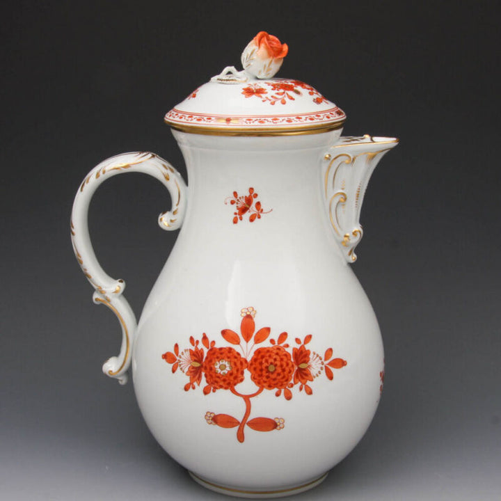 マイセン コーヒーサービス  1924年 インドの花　コーラルレッドペインティング