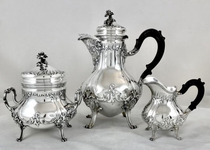 ピュイフォルカ パリ アンティーク 19世紀 フランス 希少 ルイ15世 シルバーコーヒーサービス  1450g