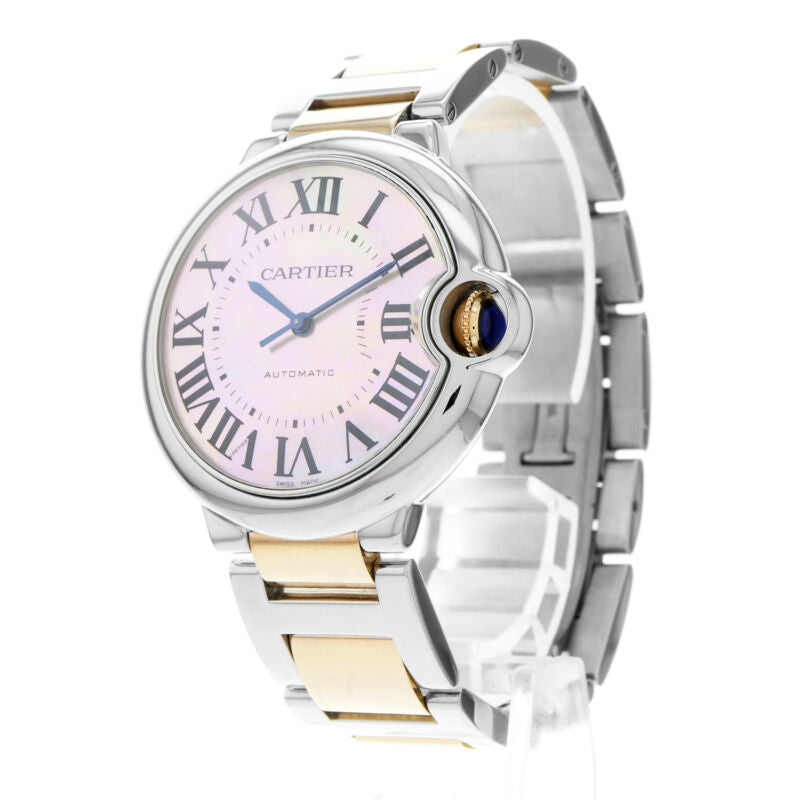 カルティエ バロンブルー スチール＆ローズゴールド 自動巻き腕時計 W6920033