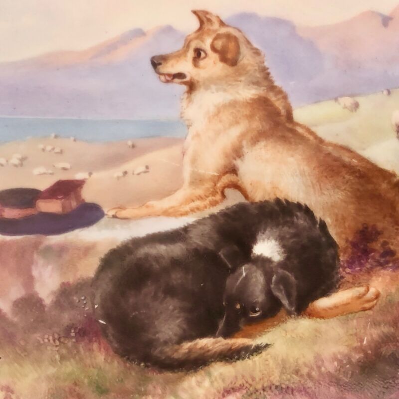 アンティーク ミントン　飾り皿 飼い主を待つ犬たち（クリストファードレッサー）