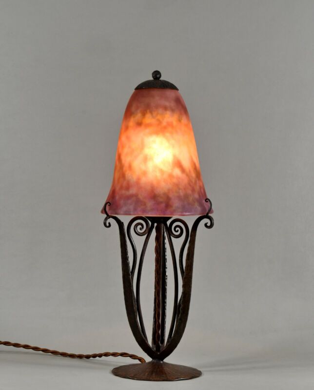 ドーム＆ロブジュ（ロブジェ）　フランス製アールデコランプ　錬鉄製　1930年