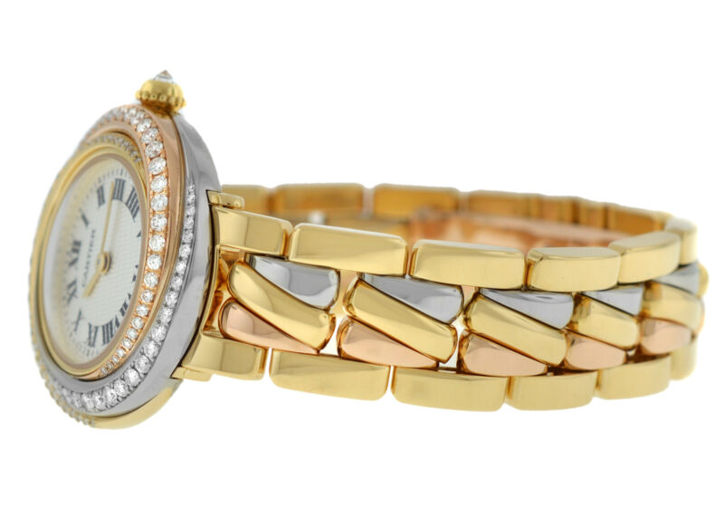 レディース カルティエ トリニティ 2357 18K ローズイエローホワイトゴールド ダイヤモンド クォーツ 腕時計