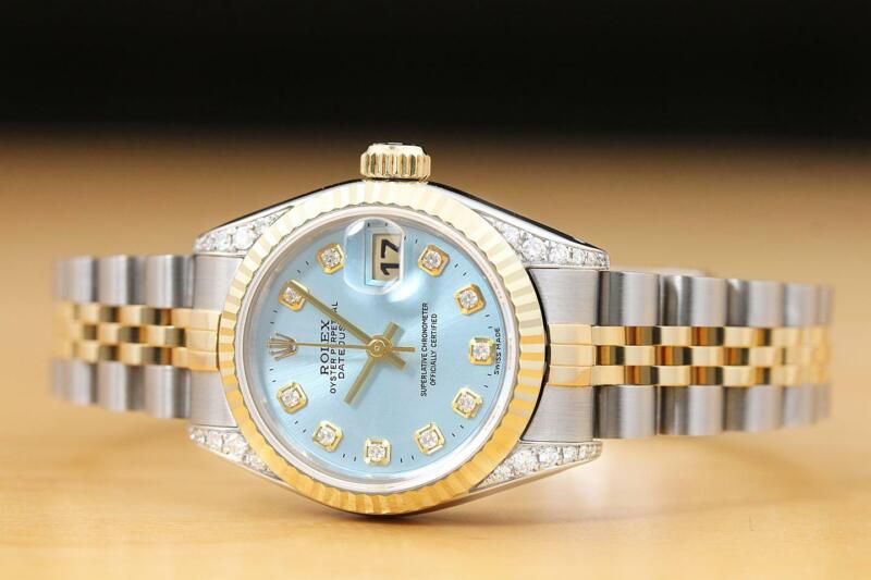 ロレックス レディース デイトジャスト アイスブルーダイヤル 18K