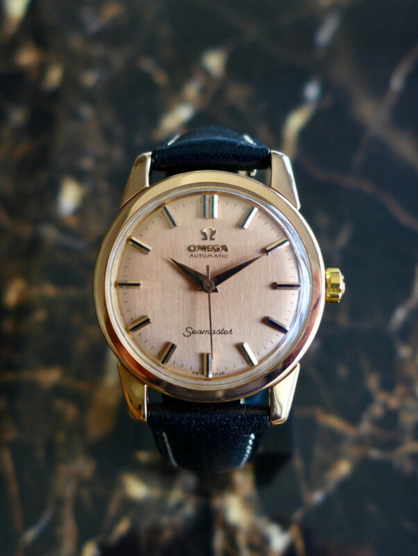 A BEAUTIFUL VINTAGE 1956 OMEGA AUTOMATIC SEAMASTER 2848 IN 18ct SOLID PINK GOLD