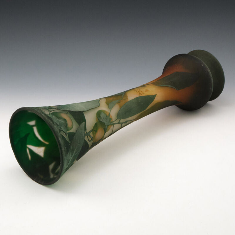 Tall Daum Quinces Cameo Vase c1910