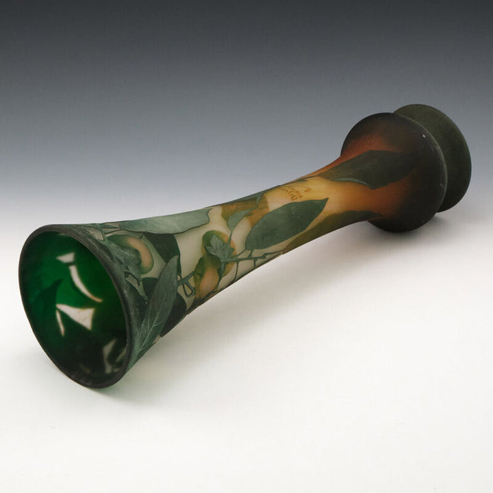 Tall Daum Quinces Cameo Vase c1910