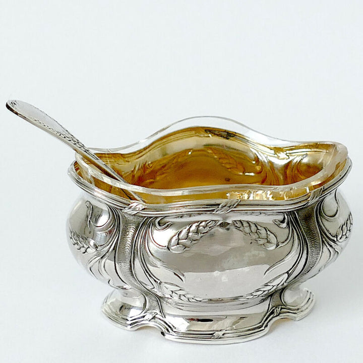 ピュイフォルカ フランス製スターリングシルバー 18K ゴールド ソルトセラー ペア スプーン・ウィート