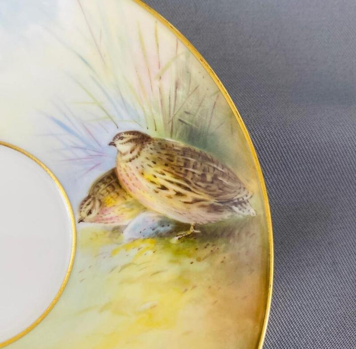 Vintage Trio~ Minton~c1960~#H5107 Quail Signed A.Holland Cup Saucer Side Plate