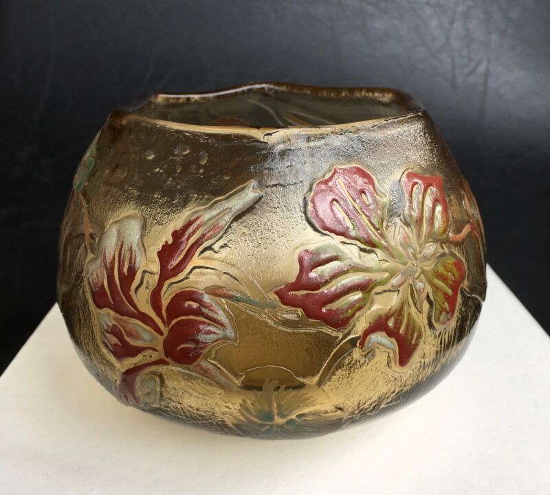 エミールガレの初期作品　キンレンカの花のボウル型花瓶