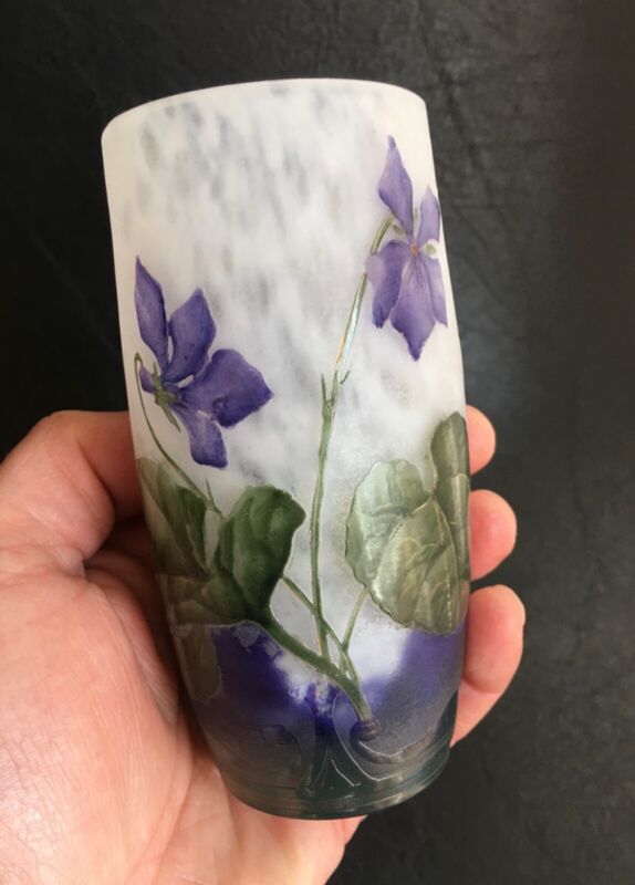 ドーム兄弟（ドームナンシー）すみれの花のゴブレット型花瓶