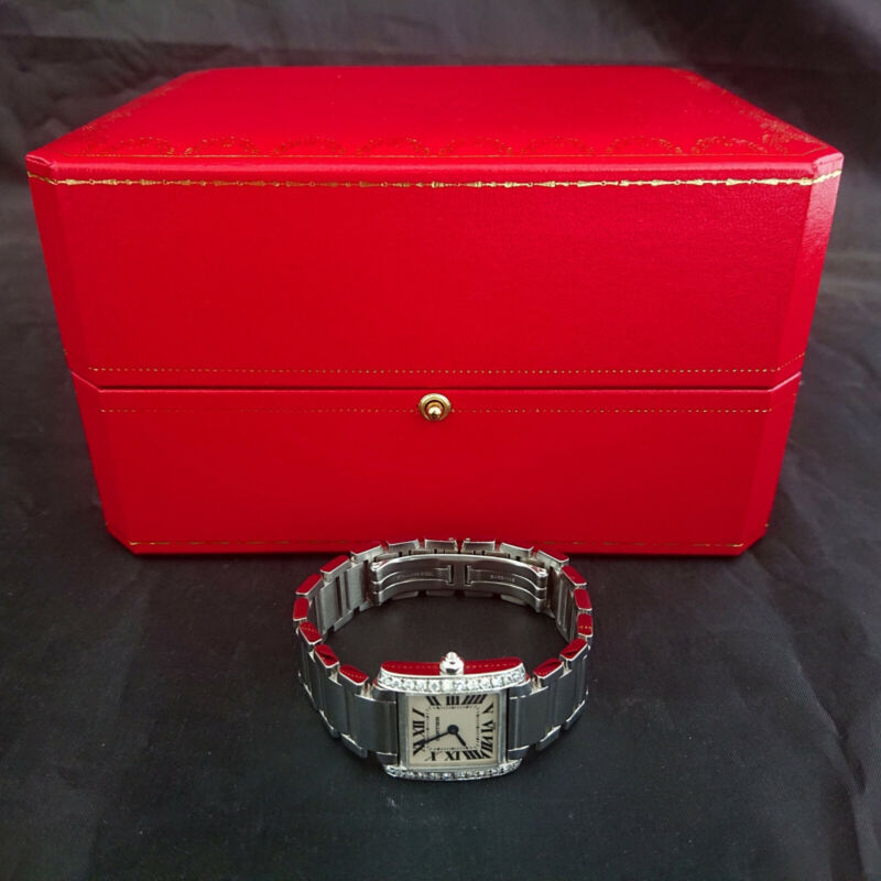 Cartier Tank Francaise Diamond Set Case Stainless Steel Ladies Watch 2300
